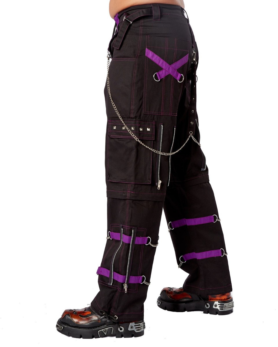 DARKWEAR BLACK AND PURPLE CHAIN TROUSERS GOTH Metal PUNK GOTHIC