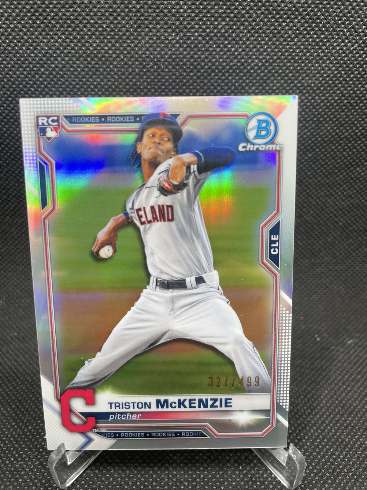 2021 Bowman Chrome #6 Triston McKenzie 327/499 refractor rookie card Indians