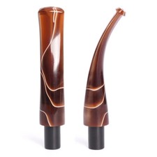 2x Acrylic Tapered Stem Replacement For Tobacco Pipe 9mm Bent Curved Mouthpiece