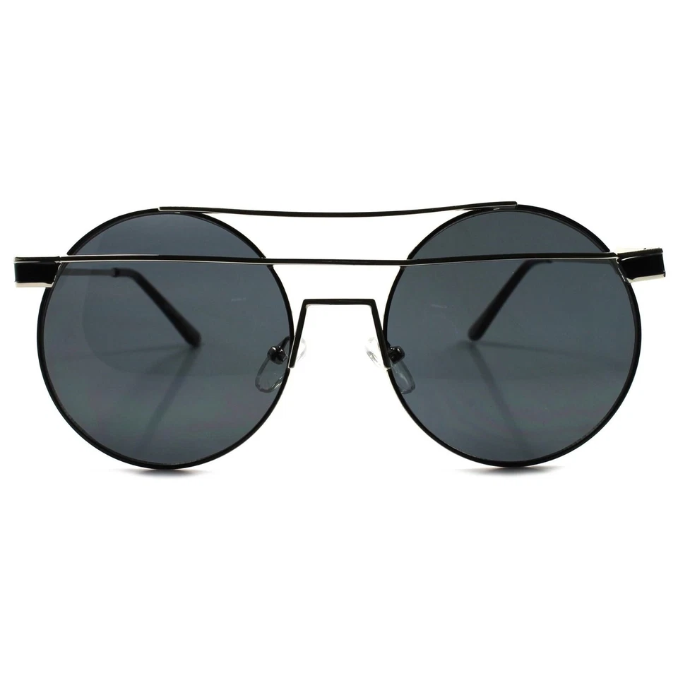 Stylish Elegant Silver Mens Celebrity Fashion Designer Round Sunglasses - Image 4 of 4