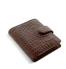 Filofax Pocket Classic Croc Organiser Planner Diary Chestnut Leather-026014 #B9