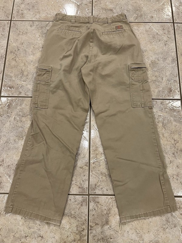 Mens 34X30 Dickies LP337DS Beige Khaki Occupational Cargo Work pants Distressed