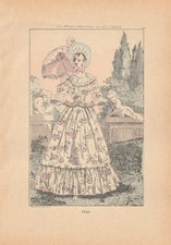 Mode Damenmode Paris im Jahr 1845 kolorierte RADIERUNG um 1902 Henri Boutet
