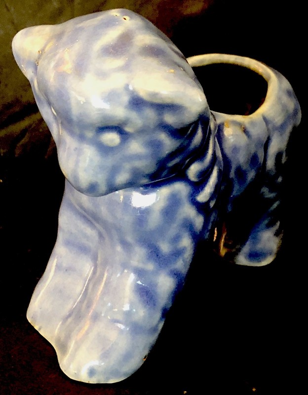 Vintage Ceramic Blue Lamb Planter 4” Tall x 4.5” Long Mid Century