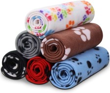 Soft Pet Blankets with Paw Print Design   Small Dog  Cat, 6 Pack