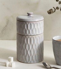 Next Grey Embossed Geo Set of 2 Ceramic Unique Storage Jars Tea Coffee Sugar Jar