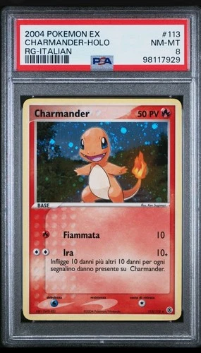 2004 POKEMON EX FIRE RED & LEAF GREEN ITALIAN #113 CHARMANDER-HOLO PSA 8
