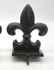 Ballard Designs Fleur De Lis Christmas Stocking Holder Rustic Brown Heavy  Metal