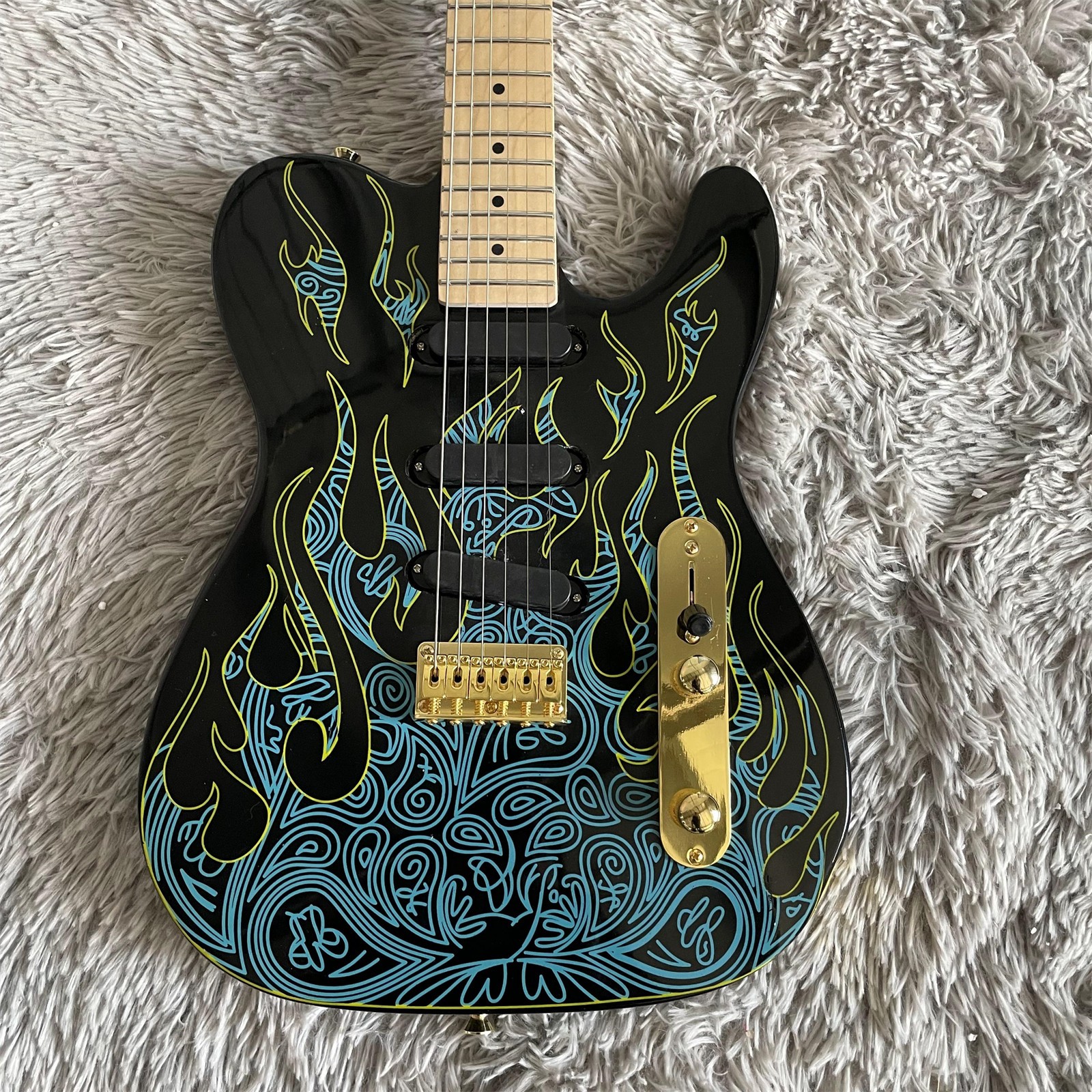 Electric Guitar Blue Solid Body  Basswood Body SSS Maple Fretboard & Neck