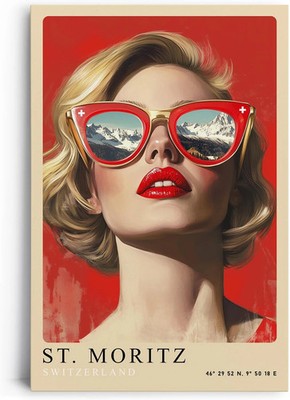 Wandbild auf Leinwand St. Moritz Retro Kunst Alpen Eleganz moderne Ästhetik