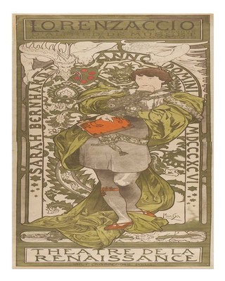 Vintage Jugendstil-Wandkunst von Alphonse Mucha Art Nouveau Theatralis