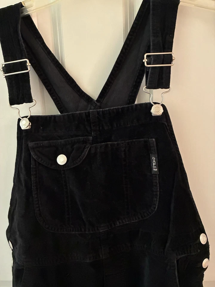 Mono con tirantes de terciopelo negro aplastado Y2K GAP niñas XXL excelente Foto 3 de 4