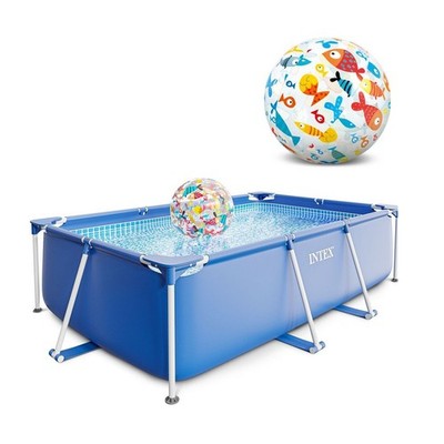 Intex Rectangular Frame Aufstellpool 260x160x65 cm mit Strandball Blau