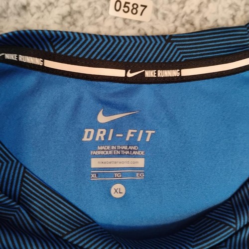 Nike Camicia T-shirt Uomo XL Blu Geometrico Dri-FIT Running Riflettente 628064-480 - Foto 3 di 11