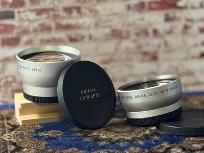 52mm 0.5x SUPER WIDE ANGLE w/Macro + 2x TELEPHOTO Camera Lens DIGITAL CONCEPTS