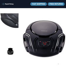 Portable CD Boombox with AM/FM Radio, Bluetooth, Compact Design, Black