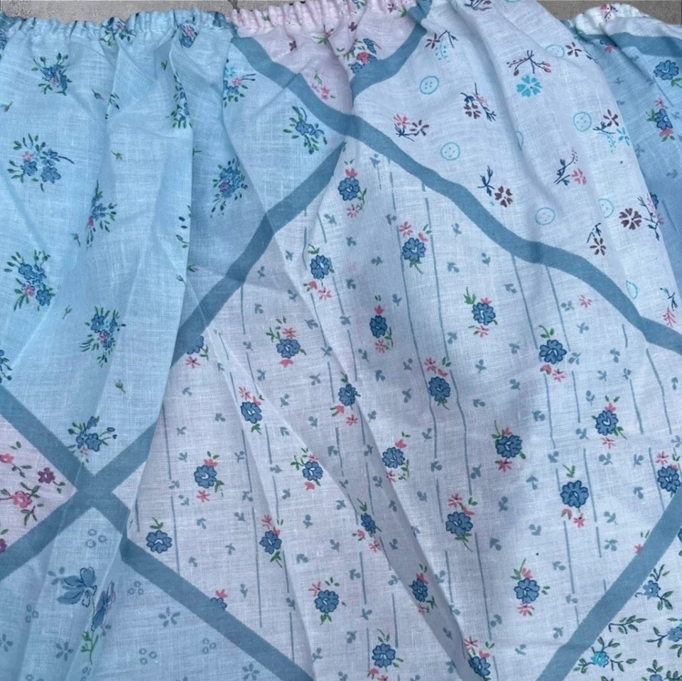 Falda de Cama Floral Patrón Edredón Cabaña Chic Rosa Azul COMPLETA De Colección Años 80 NUEVA Foto 4 de 4