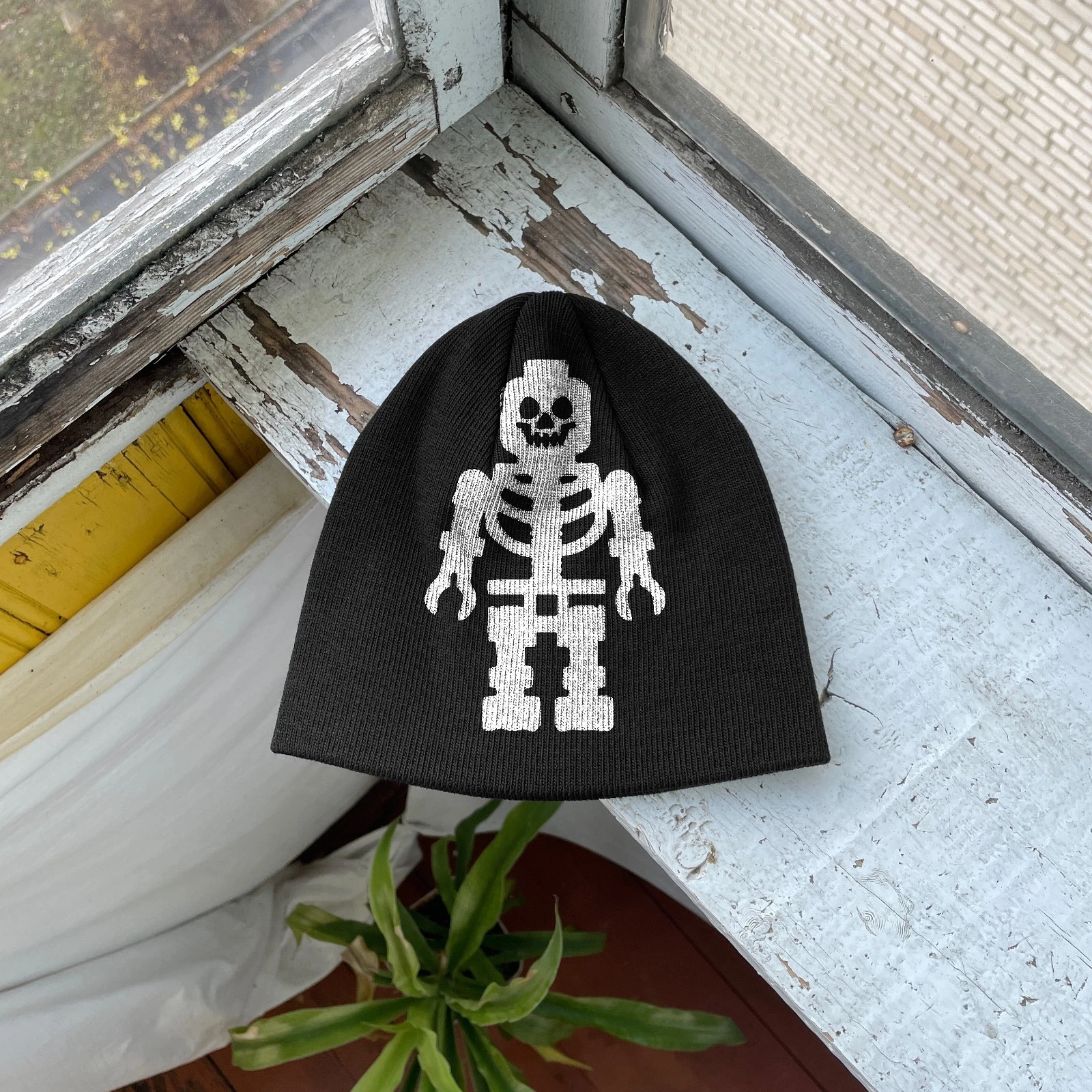 Skeleton Toy Figure Beanie Hat Gothic Y2K Streetwear