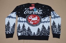 Brand New Coca Cola Black Christmas Jumper Holidays Are Coming Small S 34-36"