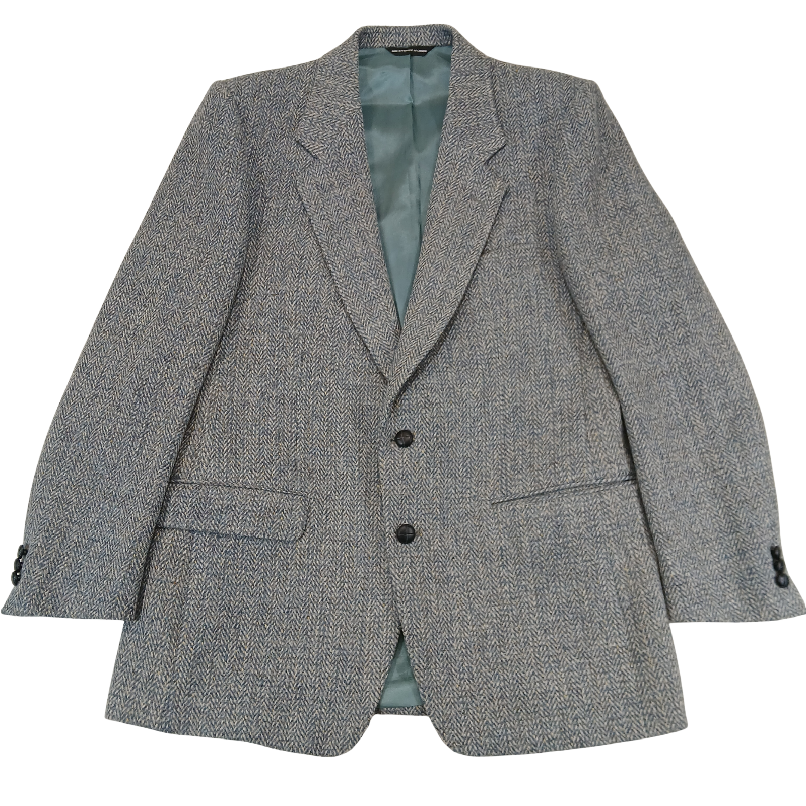 Vintage Harris Tweed Blazer 42R Herringbone/Check 100% Scottish Wool Sport Coat