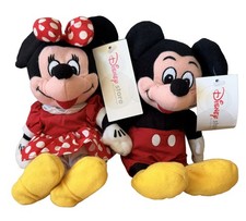 Vintage Disney Store Mickey Mouse  Minnie Mouse Plush Bean Bag Set w/ Tags