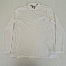 MUSTO Polo Shirt Medium White Men's Evolution Cotton Blend Long Sleeve