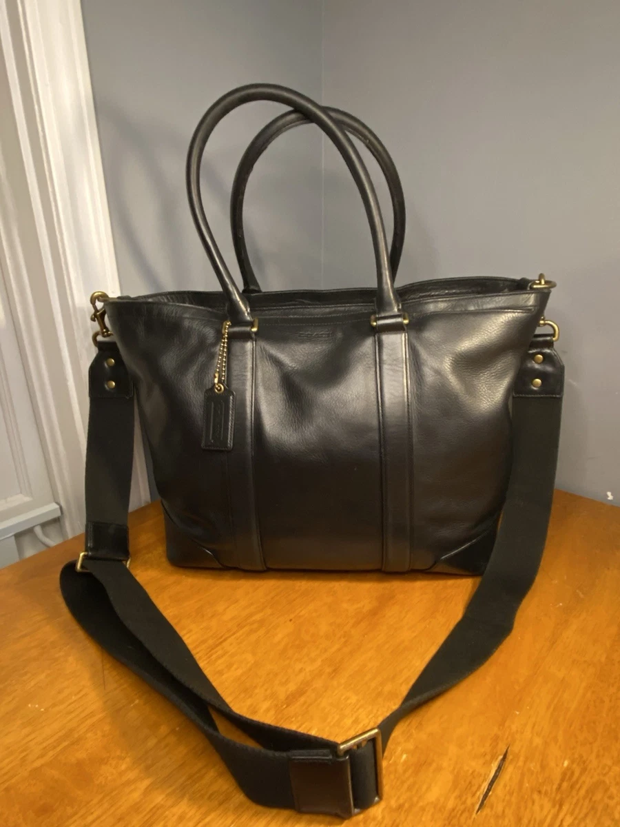 バッグ Coach ToteBag Leather Authentic A4 BLACK Coach Tote Black Bags for Men for sale | eBay