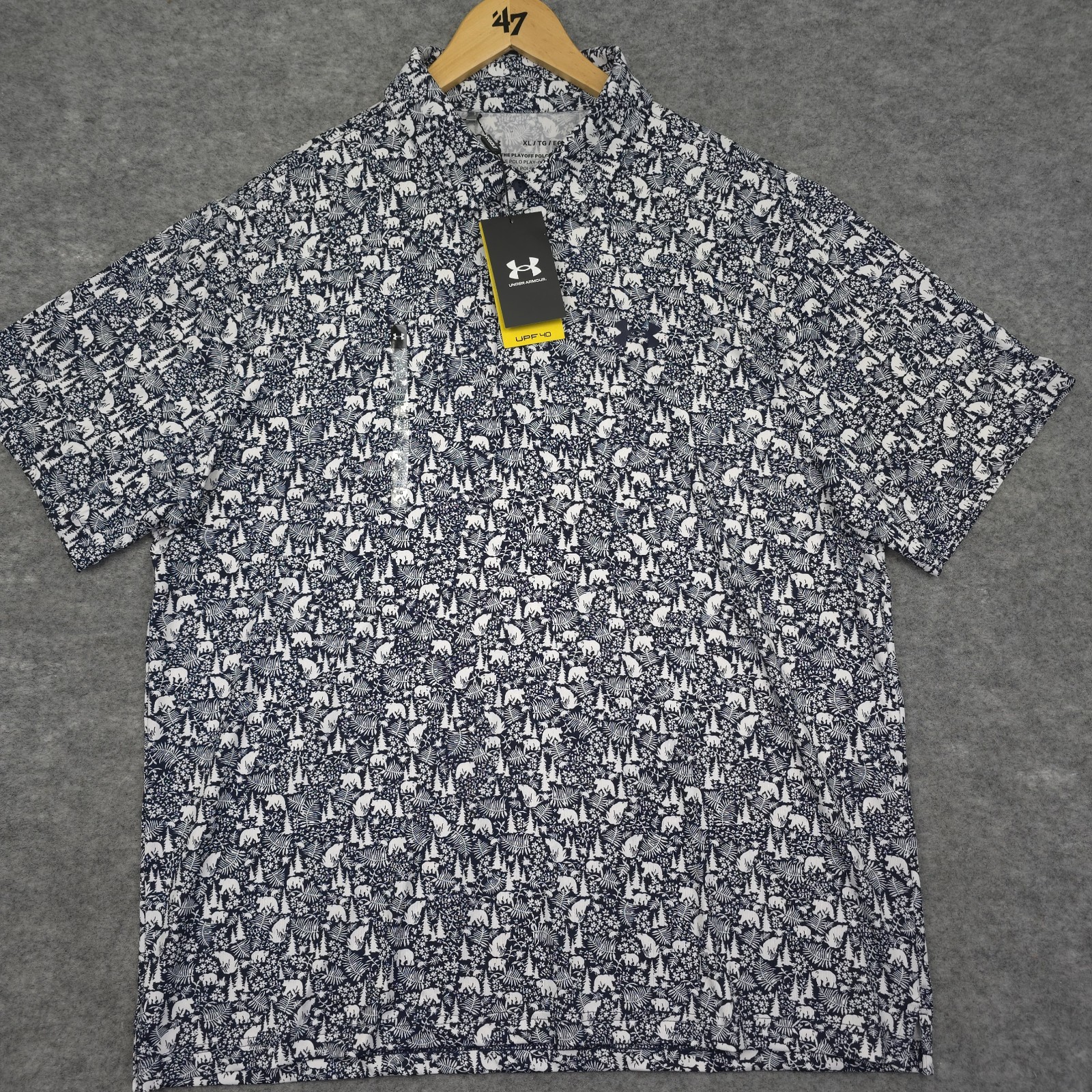 Under Armour UA Men's Playoff 3 Blue Bear Forest Printed Polo Shirt Size XL NWT thumbnail 13