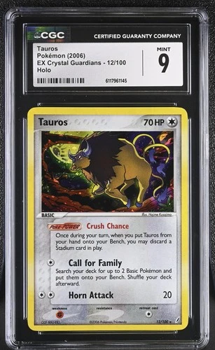 CGC 9 MINT Tauros 2006 EX Crystal Guardians 12/100 Holo Pokemon Card