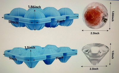 2 PACK SILICONE ICE BALLS! 1 DIAMOND & 1 SPHERE! For chilling Whiskey & drinks