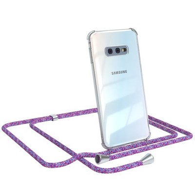 Für Samsung Galaxy S10e Hülle mit Kette Band Seil Handy Case zum Umhängen Lila