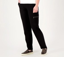 SusanGraver Supreme Knit Straight Leg Pants w/Zip Pocket,Petite  X-Small A547224