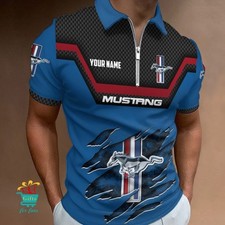 F Mustang Custom Name New Design Zipper Polo Shirt