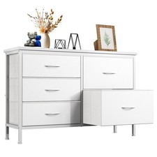 Cajonera Con 5 Cajones De Tela Blanca Muebles Para Ropa Comoda El Dormitorio TV