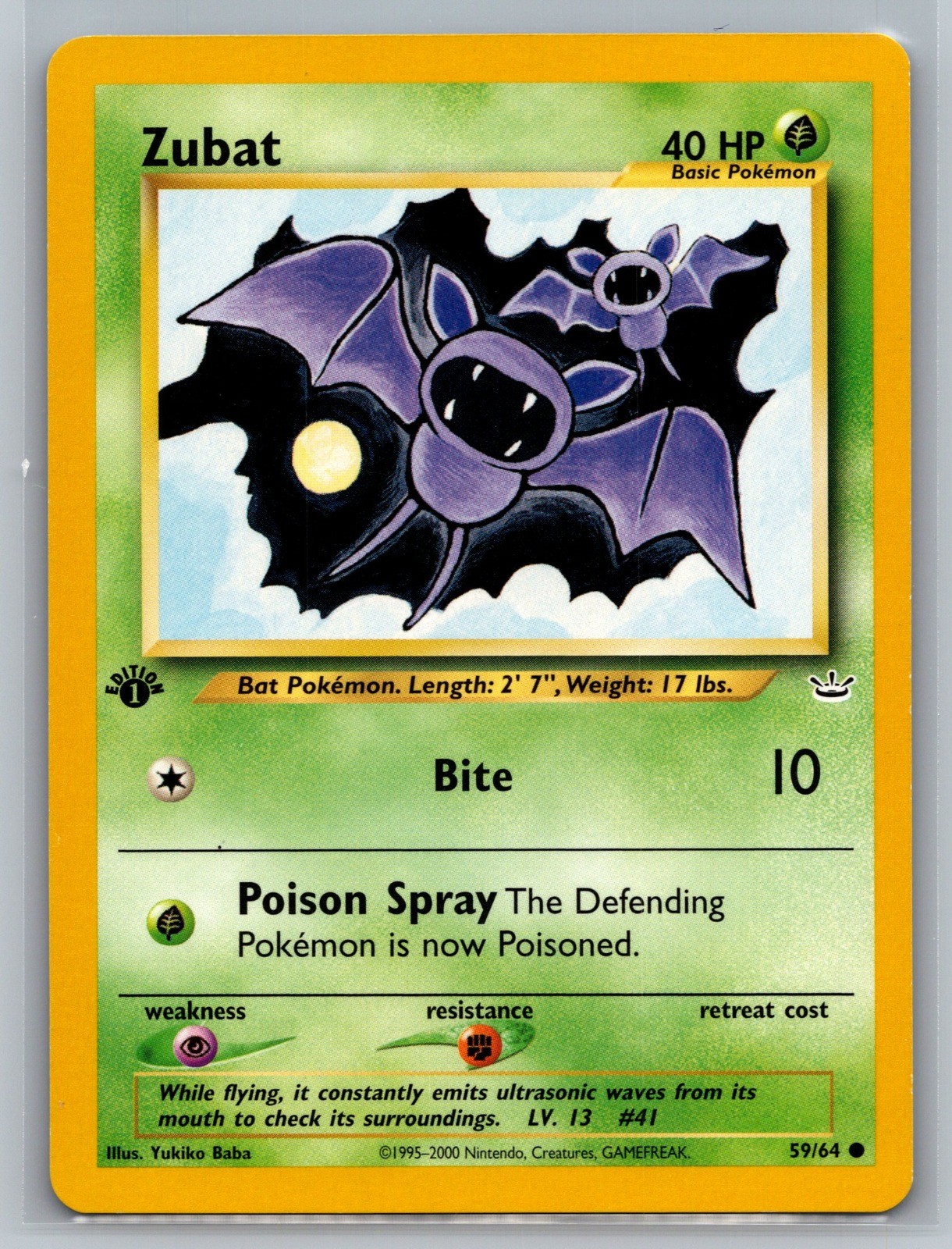 Zubat N3 #59/64 Common 1st Edition LP Pokemon