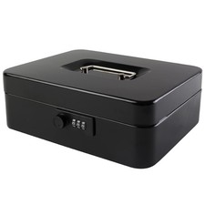 Large Cash Box with Combination Lock - Metal Money Safe, Security Box with Tray