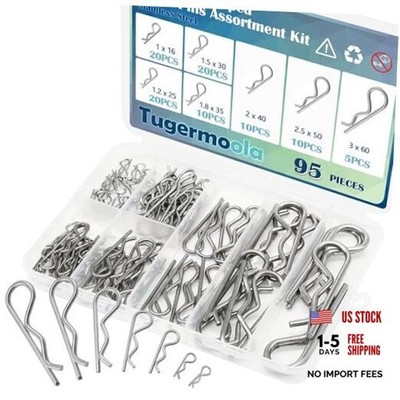95PCS 7 Sizes Stainless Steel Hitch Pin Clip 95 pcs Assortment (7 Sizes)