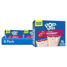 (8 pack) Pop-Tarts Frosted Raspberry Toaster Pastries, 27 oz (16 Count)