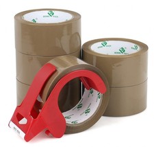Brown Packing Tape with Dispenser, 2.4 Mil 1.88 Inch x 60 Yards, 6 Refills Roll