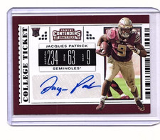 Jacques Patrick RC 2019 Contenders Draft Picks #168 College Ticket Auto