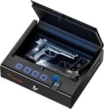 Biometric Handgun Safe Quick Access Pistol Lock Box Fingerprint Gun Safe Light