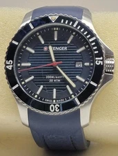Men's Wenger Seaforth Blue / White Swiss Analog Quartz 42mm Divers Watch w/Band