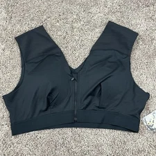 Tommie Copper 3XL Shoulder Support Bra With Zipper Womens Top Black Active XXXL