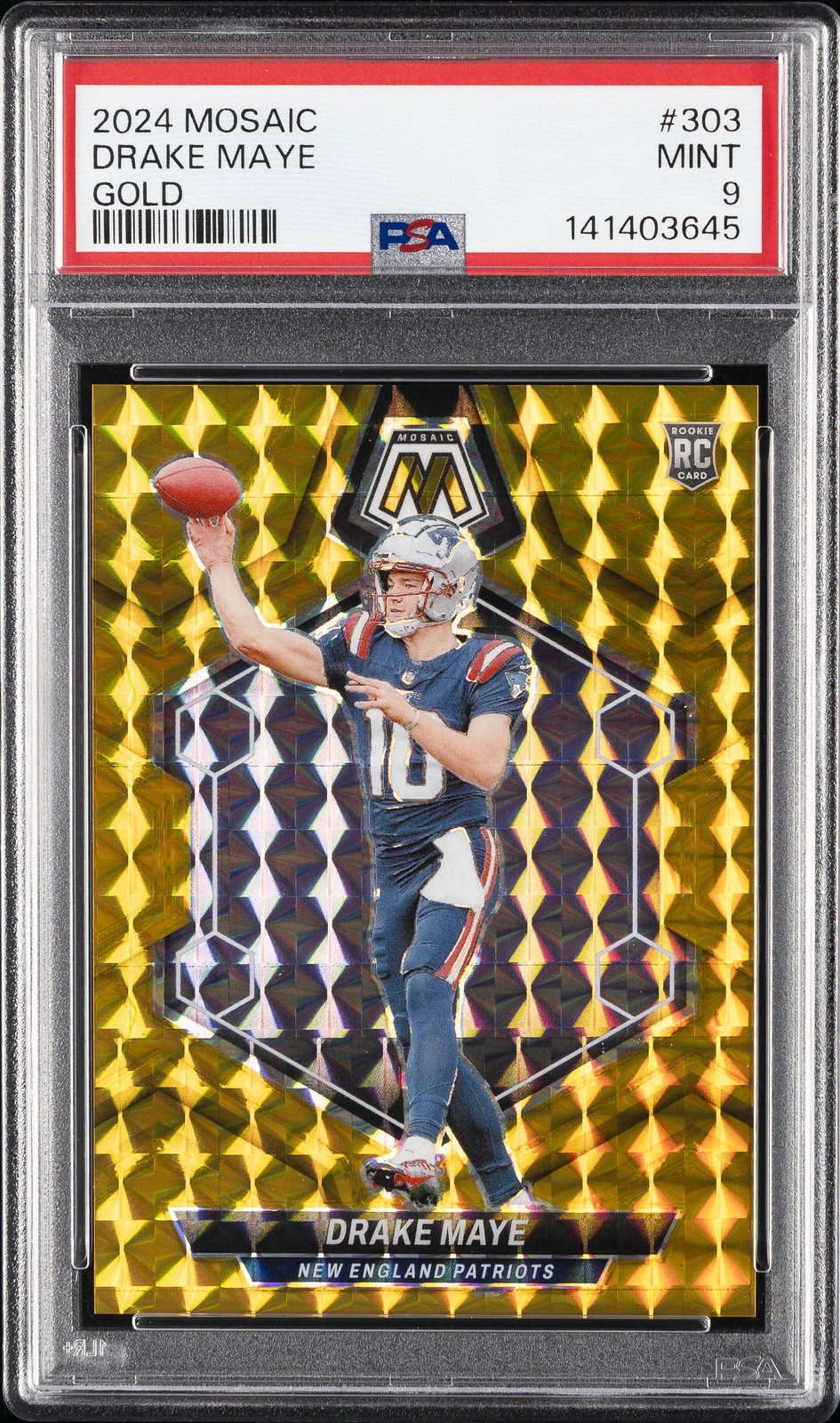 2024 PANINI MOSAIC GOLD #303 DRAKE MAYE 7/10 PSA 9