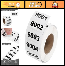 Consecutive Numbered Labels 9001-10000, Self-Adhesive Waterproof Inventory Stick