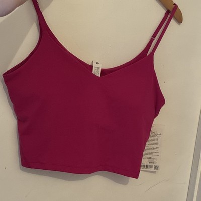 Lululemon Align Cropped Tank Pink Adjustable Straps Built-In Bra Size 14