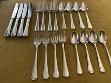 SERVICE FOR FOUR  Retroneu ASCOT Stainless 18/8 Korea Glossy Flatware
