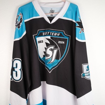 AHL San Jose Barracuda White Black Jersey Men s 3XL Sharks NHL 2023 2024 Battery