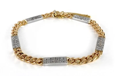 Panzerarmband 50 Brillanten insg ca. 1,0 ct 750 Gelbgold Weissgold [BRORS 19408] - Bild 1 von 4