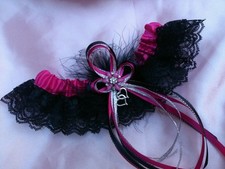 PLUS SIZE FUCHSIA PINK Black Silver GARTER Belt Wedding Bridal Prom Lingerie